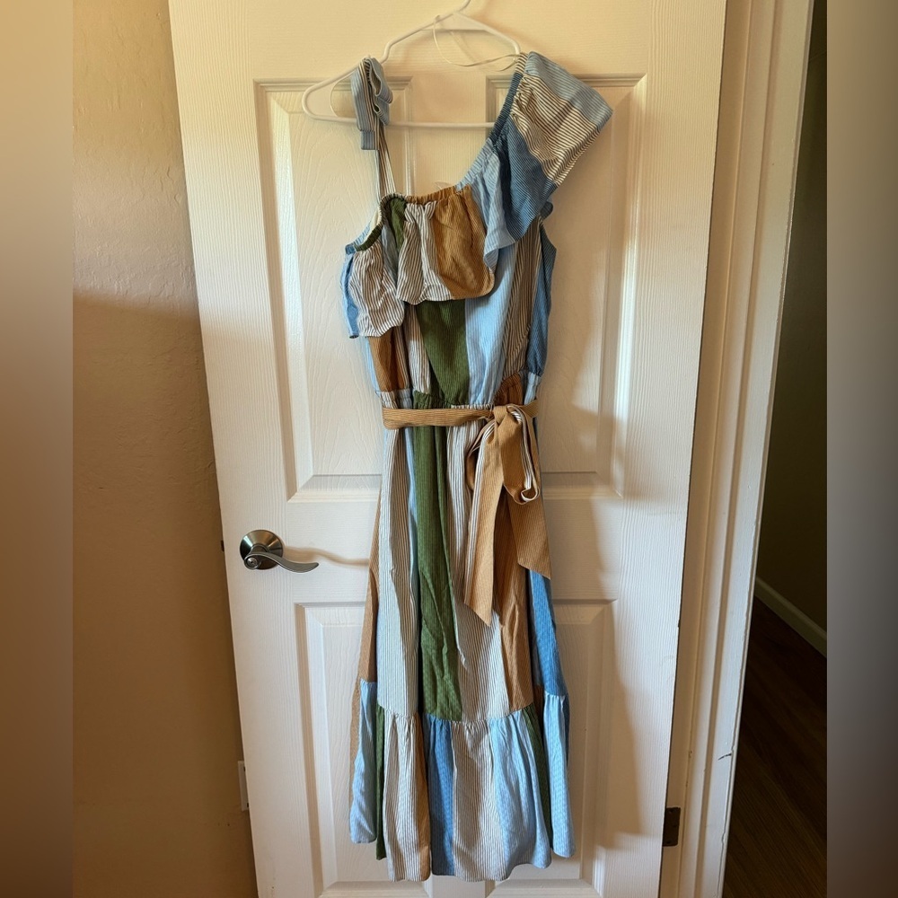Lauren Conrad Poolside Paradise‎ One Shoulder Striped Midi Dress Size Medium - Picture 5 of 11